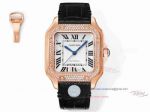 Best replica Cartier Santos rose gold case diamond bezel couple leather strap watch (1)_th.jpg